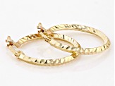 Pre-Owned 14k Yellow Gold 3/4" Diamond-Cut Hoop Earrings