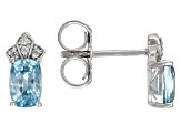 Pre-Owned Blue Zircon Rhodium Over Sterling Silver Earrings 1.51ctw