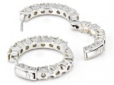 Pre-Owned Strontium Titanate Rhodium Over Sterling Silver Hoop Earrings 7.70ctw