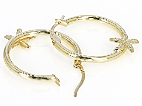 Pre-Owned 10K Yellow Gold Starfish Hoop Earrings