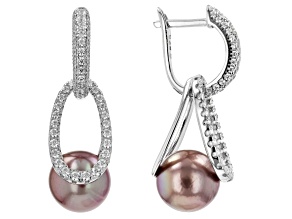 Pre-Owned Pink Cultured Kasumiga Pearl & Bella Luce® Rhodium over Sterling Silver Drop Earrings