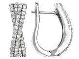 Pre-Owned White Diamond Rhodium Over Sterling Silver Hoop Earrings 1.00ctw