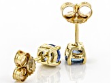 Pre-Owned Blue Sapphire 10k Yellow Gold Children's Solitaire Stud Earrings 0.60ctw