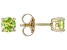 Pre-Owned Green Manchurian Peridot(TM) 10k Yellow Gold Children's Solitaire Stud Earrings 0.51ctw