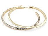 Pre-Owned White Cubic Zirconia 18k Yellow Gold Over Sterling Silver Hoops 3.80ctw