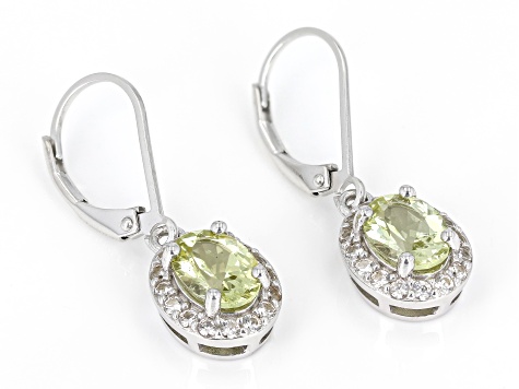 Pre-Owned Canary Apatite Rhodium Over Sterling Silver Dangle Earrings 2.41ctw