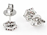 Pre-Owned Multi-Color Tourmaline Rhodium Over Sterling Silver Stud Earrings 0.32ctw