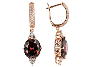 Pre-Owned Blush & White Cubic Zirconia 18K Rose Gold Over Sterling Silver Center Design Earrings 17.