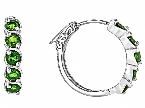 Pre-Owned Green Chrome Diopside Rhodium Over Sterling Silver Earrings 1.62ctw