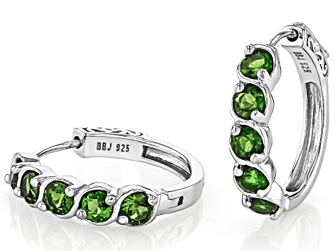 Pre-Owned Green Chrome Diopside Rhodium Over Sterling Silver Earrings 1.62ctw