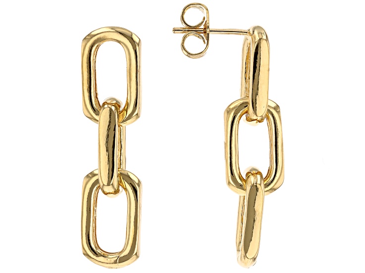 Pre-Owned 18k Yellow Gold Over Bronze Paperclip Dangle Earrings