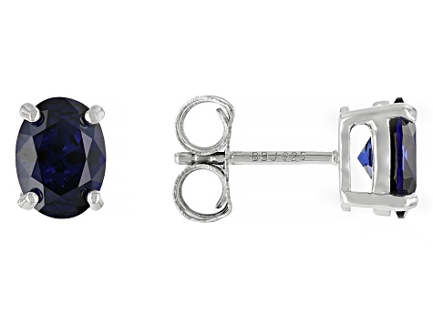 Pre-Owned Multi Color Lab Created Sapphire Rhodium Over Silver Earrings Set 12.10ctw