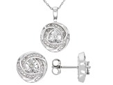 Pre-Owned White Diamond Rhodium Over Sterling Silver Pendant And Earring Jewelry Set 0.20ctw