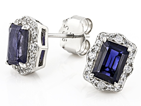 Pre-Owned Purple Iolite Rhodium Over Sterling Silver Earrings 1.63ctw