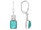 Pre-Owned Green Amazonite Rhodium Over Sterling Silver Earrings