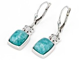 Pre-Owned Green Amazonite Rhodium Over Sterling Silver Earrings