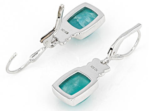 Pre-Owned Green Amazonite Rhodium Over Sterling Silver Earrings