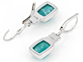 Pre-Owned Green Amazonite Rhodium Over Sterling Silver Earrings