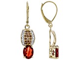 Pre-Owned Red Labradorite 10k Yellow Gold Earrings 2.23ctw