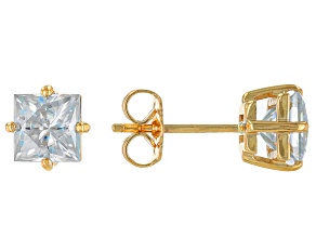 Pre-Owned Moissanite 14k Yellow Gold Stud Earrings 2.60ctw DEW