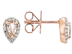 Pre-Owned Morganite With White Zircon 18k Rose Gold Over Sterling Silver Earrings
