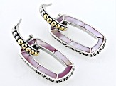 Pre-Owned Pink Mother-of-Pearl Sterling Silver & 18K Yellow Gold Accent Rectangular Earrings