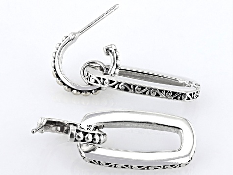 Pre-Owned Pink Mother-of-Pearl Sterling Silver & 18K Yellow Gold Accent Rectangular Earrings