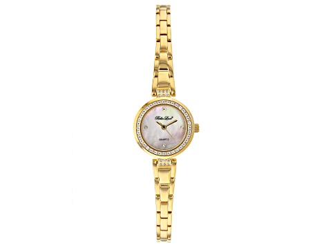 Pre-Owned White Cubic Zirconia 18K Yellow Gold Over Brass Ladies Wrist Watch 0.98ctw