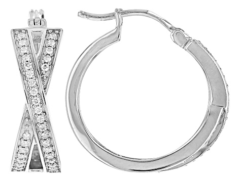 Pre-Owned Moissanite Platineve Hoop Earrings .64ctw DEW