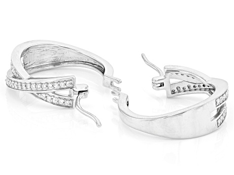 Pre-Owned Moissanite Platineve Hoop Earrings .64ctw DEW