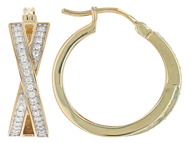 Pre-Owned Moissanite 14k yellow gold over sterling silver hoop earrings.64ctw DEW