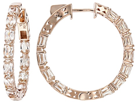 Pre-Owned Peach Morganite 14k Rose Gold Over Sterling Silver Hoop Earrings 4.95ctw