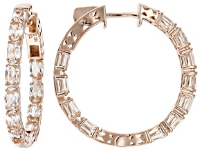 Pre-Owned Peach Morganite 14k Rose Gold Over Sterling Silver Hoop Earrings 4.95ctw
