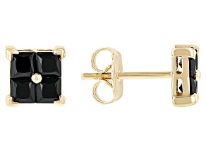 Pre-Owned Black Spinel 14k Yellow Gold Stud Earrings 1.40ctw