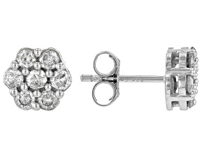 Pre-Owned White Diamond 10k White Gold Cluster Stud Earrings 0.50ctw