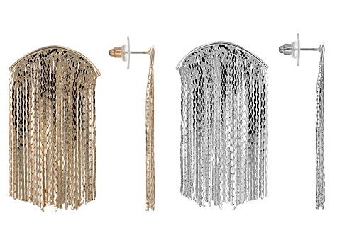 Pre-Owned Gold & Silver Tone Set of 2 Tassel Earrings