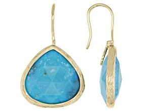 Pre-Owned Blue Turquoise 18K Yellow Gold Over Silver Drop Earrings