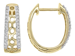 Pre-Owned White Diamond 14k Yellow Gold Hoop Earrings .25ctw