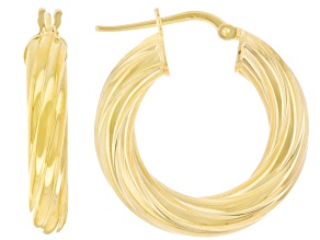 Pre-Owned Moda Al Massimo™ 18k Yellow Gold Over Bronze 1" Swirl Hoop Earrings