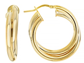 Pre-Owned 18k Yellow Gold Over Bronze 1 1/8" Double Hoop Earrings