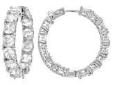 Pre-Owned White Cubic Zirconia Rhodium Over Sterling Silver Hoops 16.98ctw