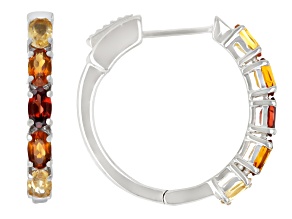 Pre-Owned Red Garnet Platinum Over Sterling Silver Hoop Earrings 2.08ctw