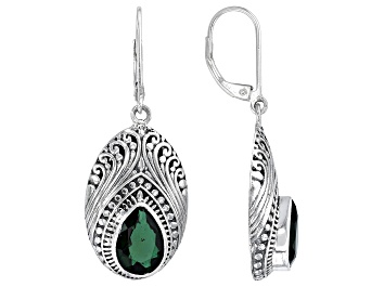 Picture of Pre-Owned Green Quartz Sterling Silver Earrings 2.80ctw