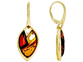 Pre-Owned Amber 18k Yellow Gold Over Sterling Silver Earrings