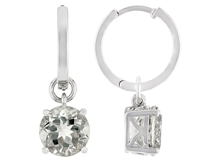 Pre-Owned Green Prasiolite Rhodium Over Sterlig Silver Earrings 5.95ctw