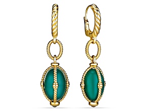 Pre-Owned Judith Ripka Couture Ocean Reef Green Chalcedony 18K Gold Clad Drop Earrings