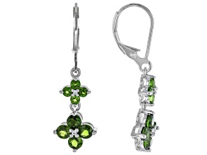 Pre-Owned Green Chrome Diopside Rhodium Over Sterling Silver Earrings 1.73ctw