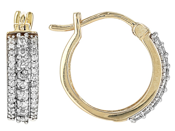 Pre-Owned White Diamond 10k Yellow Gold Huggie Earrings 0.45ctw