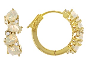 Pre-Owned Ethiopian Opal With White Zircon 18k Yellow Gold Over Sterling Silver Earrings 1.87ctw