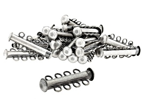 Pre-Owned 4-Strand Magnetic Clasp Set of Appx 24 Pieces in Antiqued Silver Tone Appx 26mm